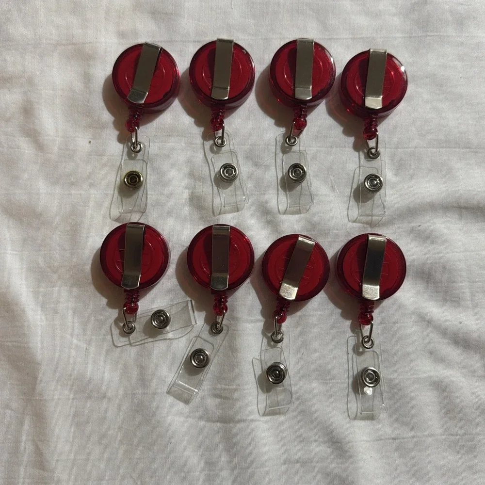 8 Medical ID Badge Retracting Clip Heart Beat Shot Metal Clip Nurse Doctor MA PA